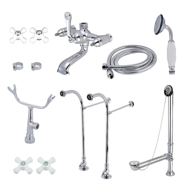 Kingston Brass CCK5171PX Freestanding Clawfoot Tub Faucet Combo, Polished Chrome CCK5171PX - main